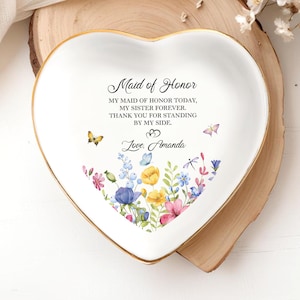 Personalized Maid of Honor Gift for Sister,Maid of Honor Ring Dish from Bride,Maid of Honor Proposal Gift Dish,MOH Jewelry Dish,Wedding Gift