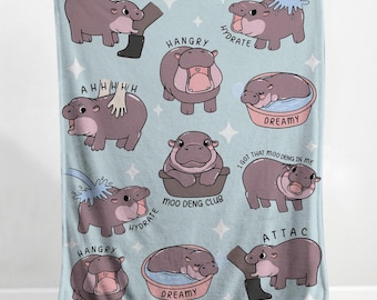 I Love Moo Deng Blanket, Funny Hippo Baby Moo Deng Blanket, Gift for Moo Deng Fan Club, Cute Baby Hippo Lover Gift, Christmas Gift 2024