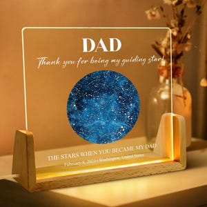 Regalo para el primer día del padre, el día en que te conviertes en mi papá, mapa estelar personalizado por fecha, regalo para el bebé, regalo para el primer padre, regalo para el nuevo papá.