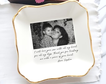 Custom Photo Mother of The Bride Jewelry Dish, Mother of The Groom Jewelry plate,Custom MOB Jewelry Tray for Mom, Wedding Favor Gift For Mom