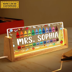 Personalized Teacher Desk Name Plate, Custom Teacher Name Lamp, Teacher Appreciation Gift, Gift for Teacher, Graduation Gift, Back to School