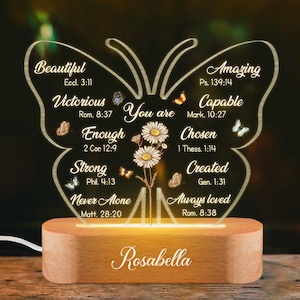 Personalized Bible Verse LED light, Custom Faith Christian Birthday Gift for Her, Christian Home Decor,Faith Based Decor,Religious LED Light
