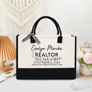 Custom Realtor Tote Bag, Personalized Business Tote Bag, Custom Real Estate Agent Gift, Business Logo Realtor Tote Bag,Real Estate Tote Bag