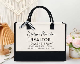 Custom Realtor Tote Bag, Personalized Business Tote Bag, Custom Real Estate Agent Gift, Business Logo Realtor Tote Bag,Real Estate Tote Bag