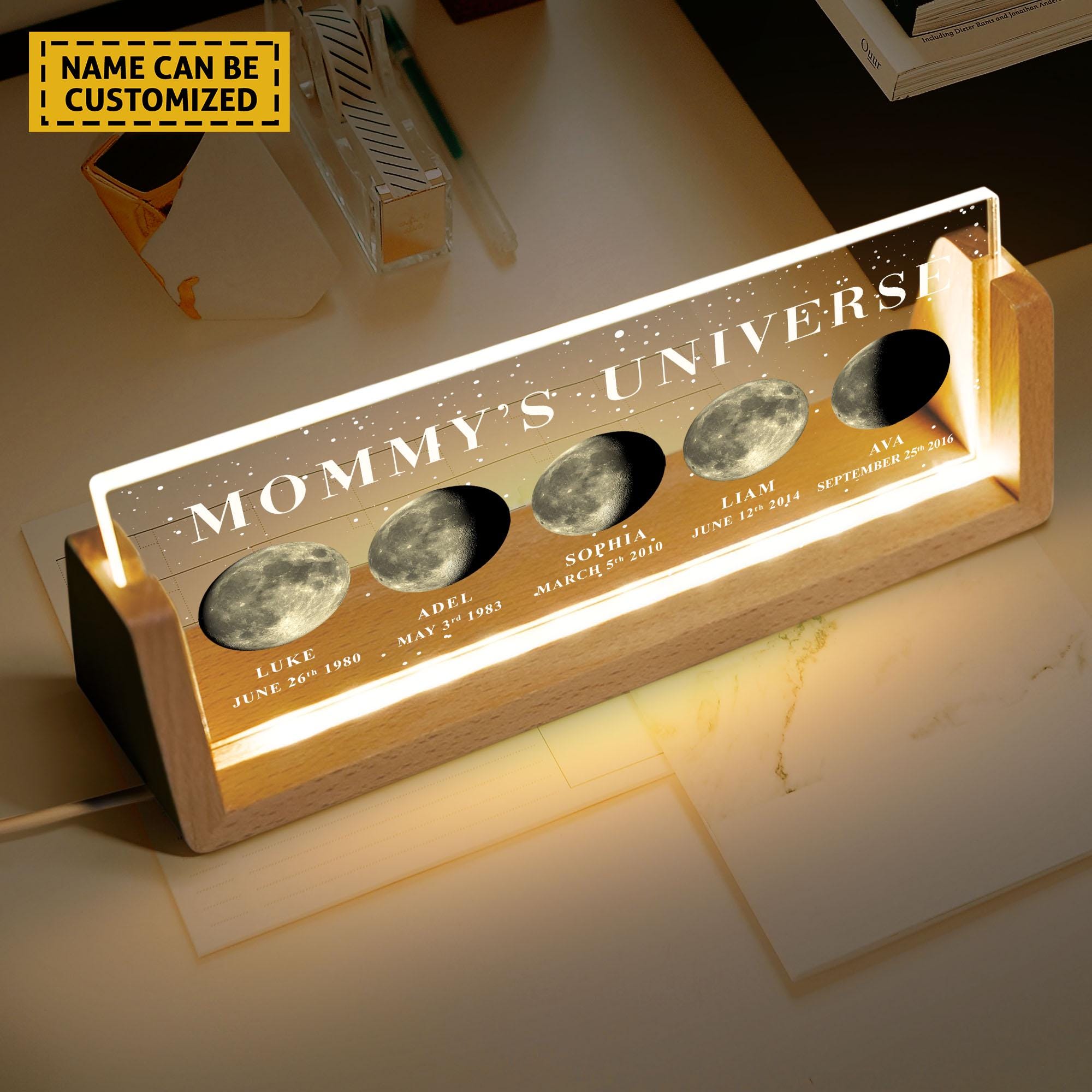 Personalized Moon Phase by Date Gift, Personalised Mom Moon Phase Lamp, Custom Night light Moon Phase,Mother’s Day Gift,Father&#39;s Day Gift