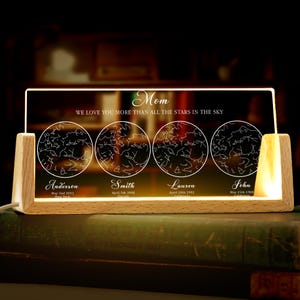 Mappa stellare personalizzata per data, luce notturna con mappa stellare, regali personalizzati per la mamma, mappa delle costellazioni, cielo notturno per data, regalo per la festa della mamma per la mamma