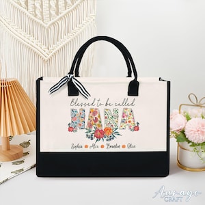 Blessed To Be Called Nana Tote Bag, Custom Nana Bag, Personalized Nana Tote, Mothers Day Gift, Custom Kids Name, Personalized Grandma Gift