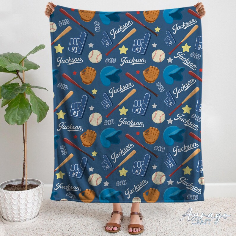 Personalized Baseball Blanket, Baseball Players Gift for Team, Baseball