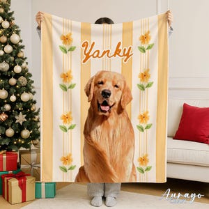 Personalized Pet Photo Blanket Using Pet Photo + Name,Custom Dog Portrait Blanket,Personalized Dog Blankets Cat Picture Blanket Dog Mom Gift