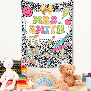 Classroom Tapestry Decor, Custom Welcome Teachers Name Classroom Banner, Teacher Gifts, Custom Classroom Tapestry, Back To School Gifts