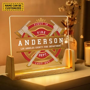 Personalized Firefighter LED Night Light, Gift For Firefighter, Christmas Ornament For Firefighter Fireman, Firefighter Gifts, Firefighter