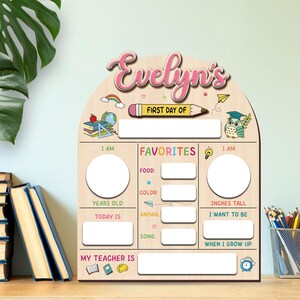 Personalized First Day of School Sign Reusable First Day of Preschool Sign My First Day of Pre-K Back to School Photo Board for Kindergarten