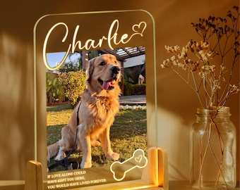 Veilleuse LED commémorative d'un animal de compagnie, Veilleuse photo personnalisée pour amoureux des animaux de compagnie, Panneau souvenir chien, Panneau lumineux perte d'un animal de compagnie, Perte d'un chien et d'un chat