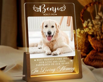 Personalized Pet Memorial LED Night Light, Dog Loss Gift, Dog Sympathy Gift, Dog Keepsake Gift, Dog Memorial Gift, Custom Dog Photo Gifts