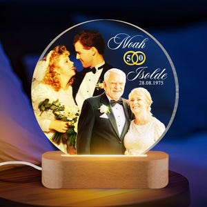 Personalised 50th Anniversary Gift, Golden Anniversary Desk Night Light, 50th Anniversary Gift For Parents, Wedding Anniversary Night Light