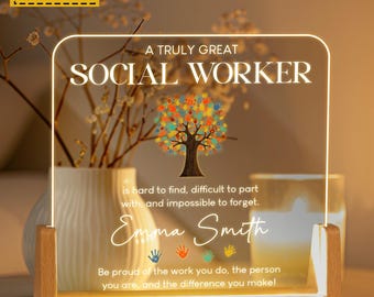 Social Worker Gift, Personalized Custom Acrylic Plaque, Social Work Appreciation Gift, Gift for Social Worker, Thank You Gifts,Farewell Gift