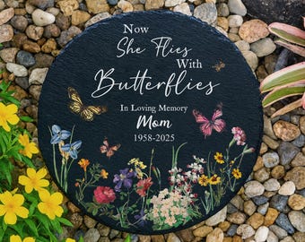 Personalized Memorial Stone,Remembrance Stone Memorial Garden Slate Grave Marker, Mom Loss Memorial Gardening Gift Loss of a Loved One Gift