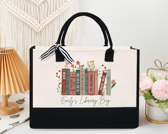 Custom Book Tote Bag, Custom Book Titles Tote, Personalized Bookshelf Tote Bag, Book Titles, Custom Name gift, Gift for Book Lover 2025