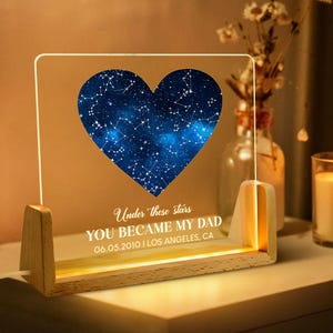 Benutzerdefinierte Sternenkarte Nachthimmel Nachtlicht, Vatertagsgeschenk, Geschenk für Papa, Geschenk für Papa Vater von Tochter Sohn, der Tag, an dem du mein Papa wurdest