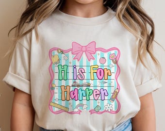 Custom Kids Name Back To School Shirt, Toddler First Day of School Tee Kindergarten Shirt With Name, Toddler Girl First Day School Outfit
