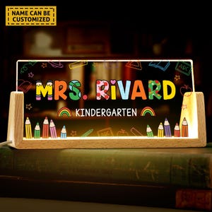 Teacher Appreciation Gift, Custom Name Lamp,Personalized Teacher Desk Name Plate,Teacher Night Light, Office Decor,Custom Name Sign for Desk