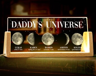 Personalized Moon Phase by Date Gift, Custom Moon Phase Night Light, Fathers Day Gift for Dad, Custom Lunar By Date Gifts, Custom Dad Gift
