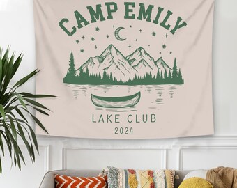 Camp Bachelorette Party Banner, Camping Bachelorette Party Sign Glamping Wall Tapestry Mountain Bridal Shower Custom Backdrop Birthday Party