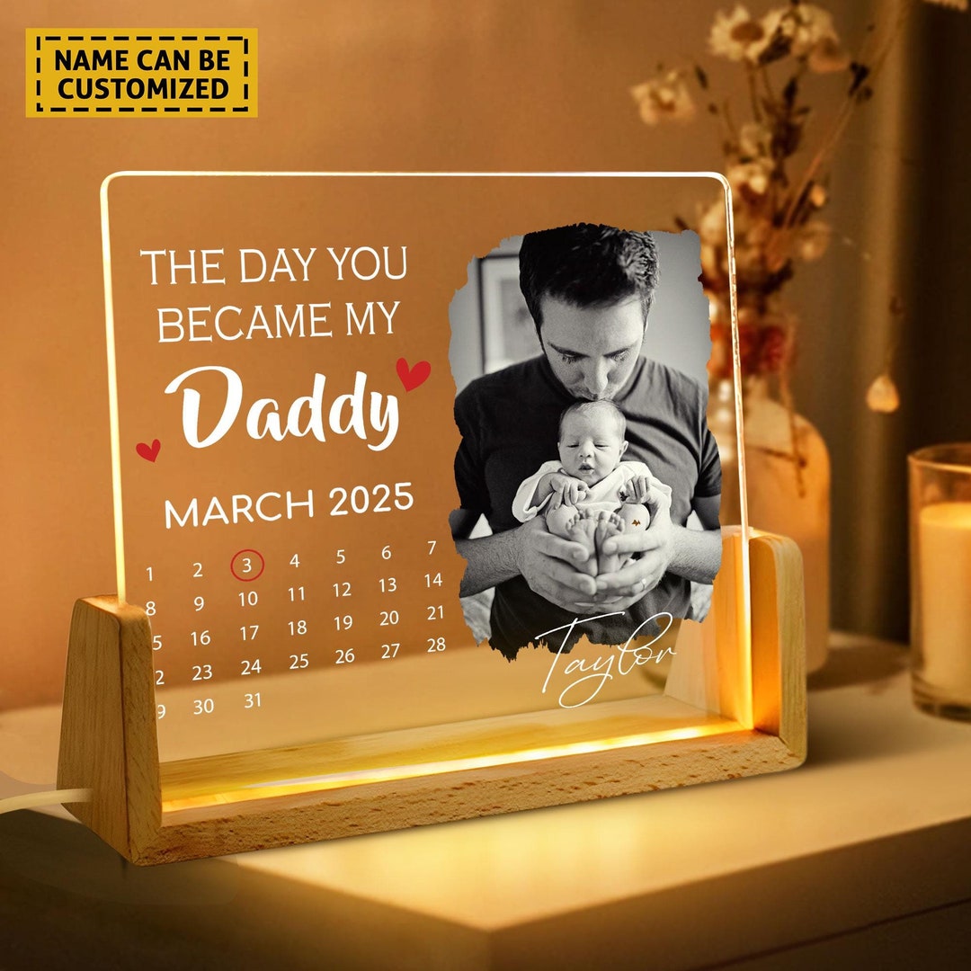 The Day You Became My Daddy for First Time Dad Led Light, Father's Day ...