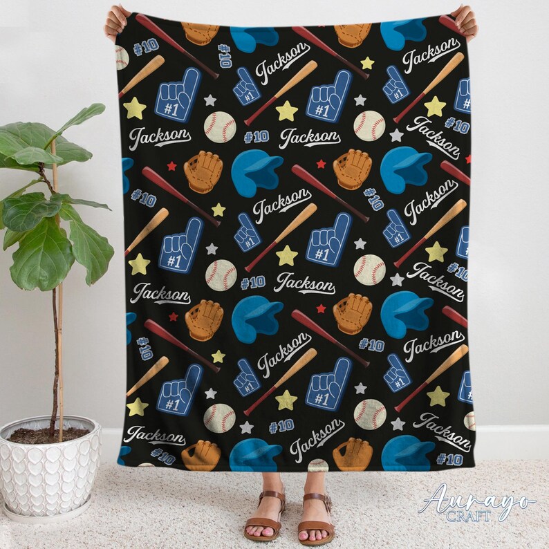 Personalized Baseball Blanket, Baseball Players Gift for Team, Baseball