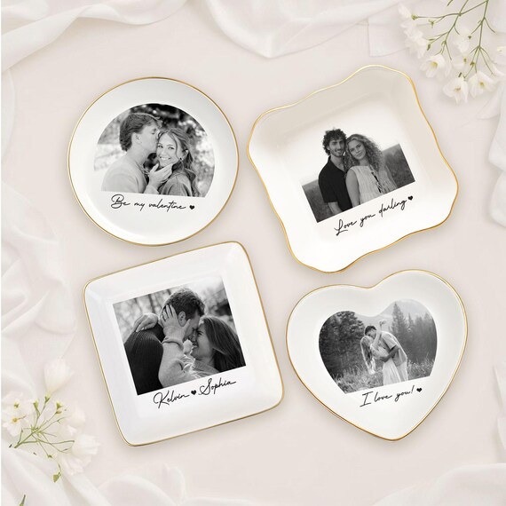 Custom Photo Ring Dish, Custom Couple Portrait Ring Dish,Valentine Gift,Wedding Gift for Couple, Personalized Photo Jewelry Tray,Couple Gift