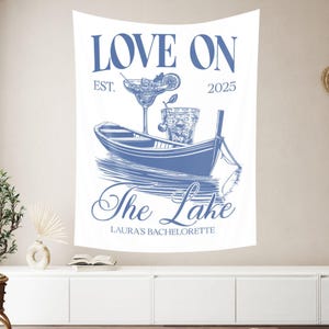 Custom Bachelorette Party Tapestry, Love on the Lake Bachelorette Party Decor, Bachelorette Banner, Beach Bachelorette Photo Backdrop
