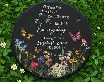 Personalized Memorial Gifts, Memorial Stone, Memorial Garden Slate Grave Marker, Mom Loss Memorial Gardening Gift Loss of a Loved One Gift