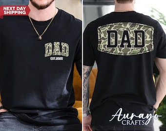 Comfort Colors Camouflage Dad Shirt, Custom Camo Hunting Dad Est Shirt,Fathers Day Gift,Retro Dad Shirt,Gift For Dad,Duck Camo Fathers Shirt