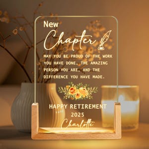 Personalized Retirement Night Light, Happy Retirement LED Light, Custom Retirement Gifts For Women Boss Co-Worker, Retirement Gift Ideas