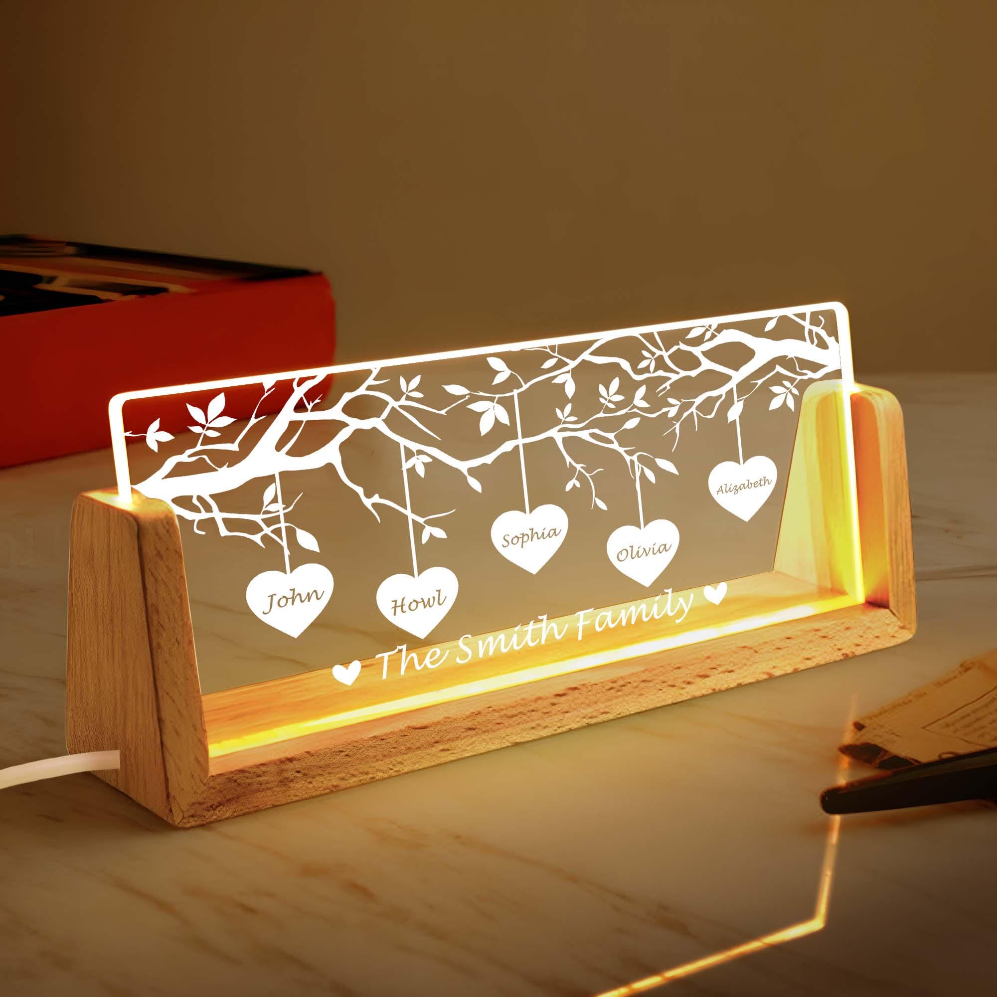 Personalized Family Tree Gift, Tree of Life Names Night Light Mother's ...
