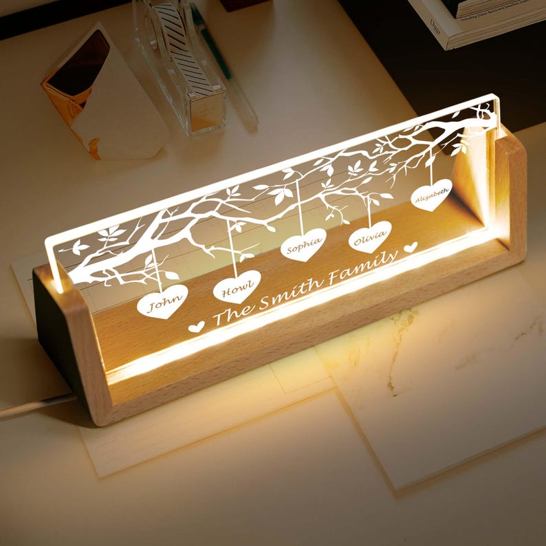 Personalized Family Tree Gift, Tree of Life Names Night Light Mother's ...