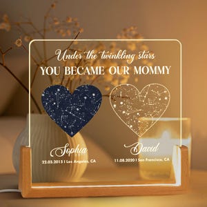 Luz nocturna LED con mapa estelar personalizado, regalo para el Día de la Madre, regalos para mamá de hija e hijo, regalo para la abuela, regalos para mamá, El día que te convertiste en mi mamá