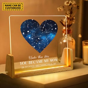Mappa stellare personalizzata, cielo notturno, luce notturna, regalo per la festa della mamma, regalo per la mamma, regalo per la mamma madre da figlia figlio, il giorno in cui sei diventata mia mamma
