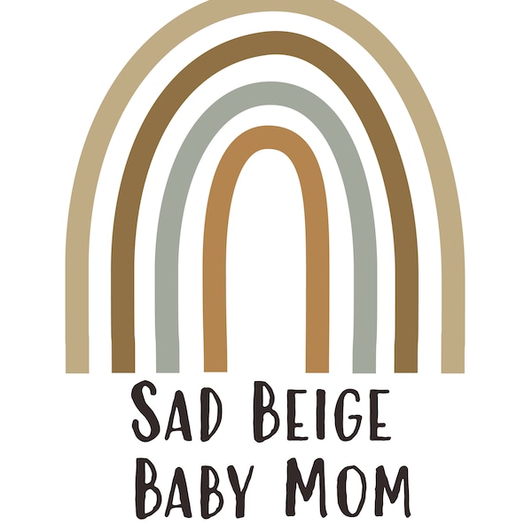 Sad Beige Baby Mom PNG