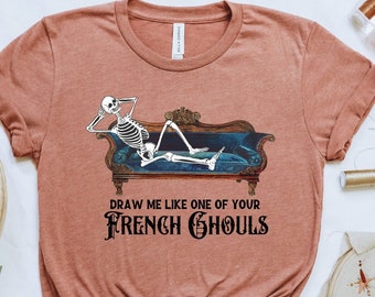 Funny Skeleton Tee-Shirt, Festive Halloween T-Shirt, Fall Spooky Season Gift, Gothic Goth Vibe Tshirt, Titanic, Ghoul shirt, Trick-Or-Treat
