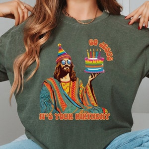 Funny Jesus Christmas Comfort Colors T-Shirt, Hippie Jesus Birthday Shirt, Merry Christmas, Funny Christianity, Holiday Apparel, Cozy Season