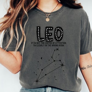 Camiseta Leo Comfort Colors, regalo divertido para Leo, camiseta del zodiaco, cumpleaños de Leo, Leo astrológico, astrología, carta natal, signo del zodíaco celestial