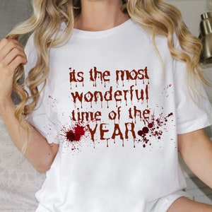 Horror Bloody Halloween Shirt, Spooky Season T-shirt, Creepy Dripping Blood, Dark Humor Gore, Funny Halloweeny, Trick-Or-Treat Party Tee