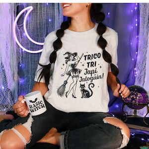 Latina Halloween En Español, Camisa Bruja, Camiseta Española Divertida, Bruja Linda Espeluznante, Camisa Española, Mexicana, Japi Jaloguin Trico Tri