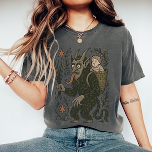 Krampus Comfort Color T-Shirt, Goth Christmas Shirt, Creepy X-mas Tee-Shirt, Spooky Christmas gruss vom krampus graphic tee, Winter Solstice