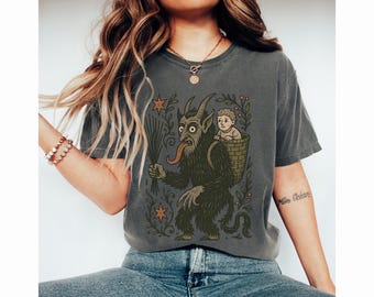Krampus Comfort Color T-Shirt, Goth Christmas Shirt, Creepy X-mas Tee-Shirt, Spooky Christmas gruss vom krampus graphic tee, Winter Solstice