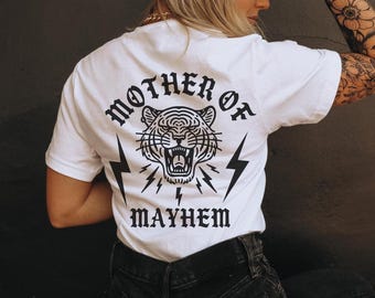 Mother Of Mayhem Shirt, Trendy Mom Gift, Trendy Oversized Shirt, Cool New mom T-Shirt,  Vintage Tiger Tee, Mothers Day, Retro Mama tee-shirt