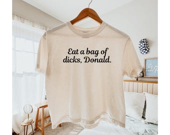 Top corto con colores cómodos anti-Trump, top corto FDT, protesta anti-Trump, activista político, liberal progresista, camiseta de resistencia anti-Maga
