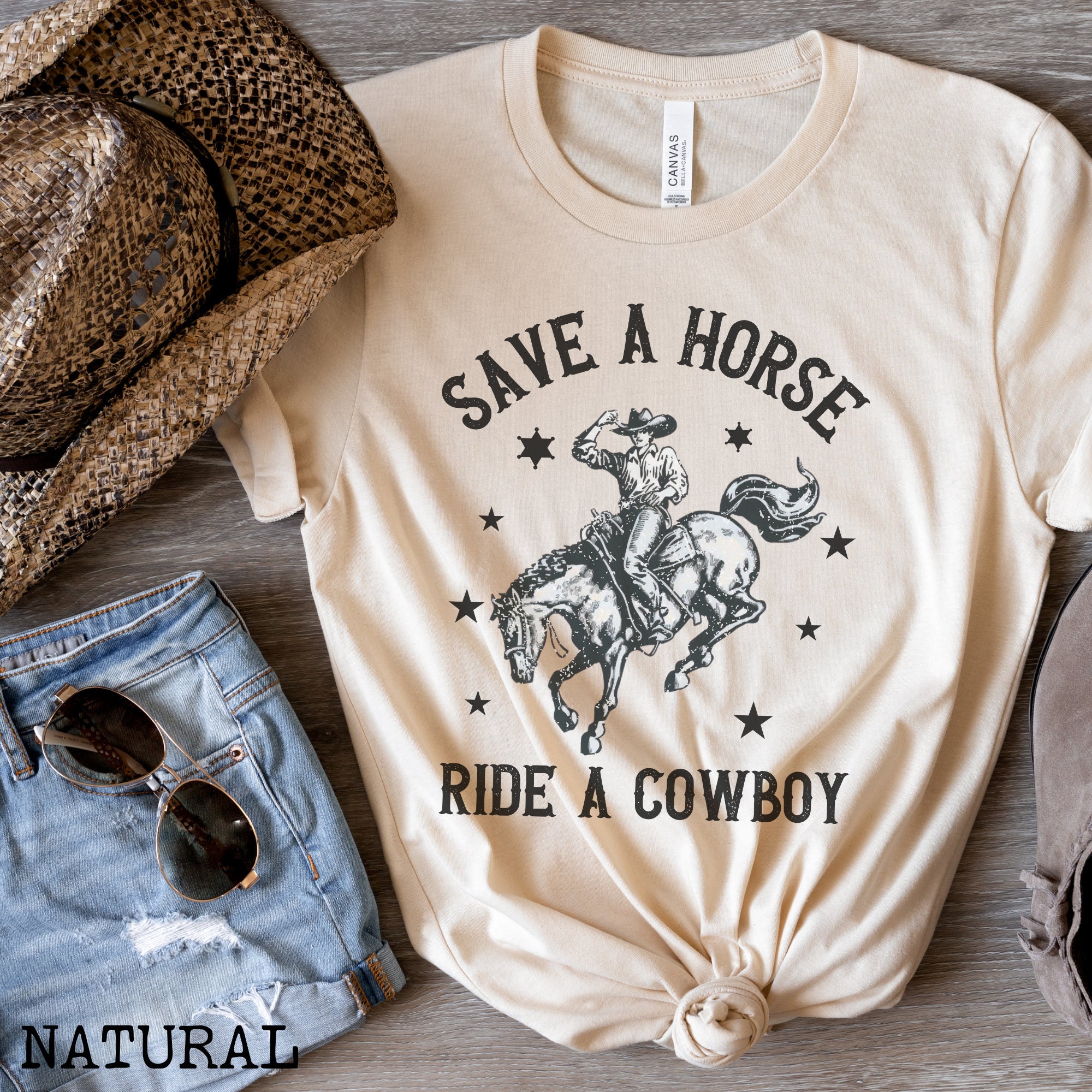 Save A Horse Ride A Cowboy Shirt, Retro Western Rodeo T-shirt