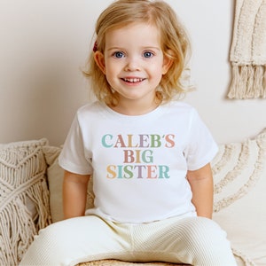 Custom Big Sister Biggest Brother T-shirts, Matching Sibling Shirts, Promoted, New Baby Birth Family Announcement, Personalized Newborn Gift